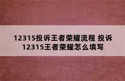 12315投诉王者荣耀流程 投诉12315王者荣耀怎么填写